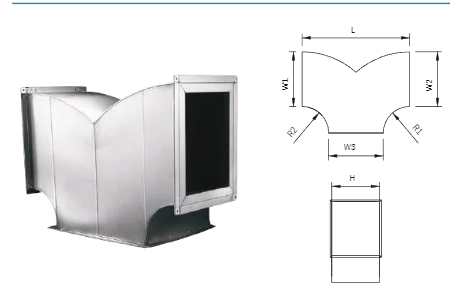 CHẠC 3 ỐNG GIÓ RẼ NHÁNH ( T RẼ NHÁNH)-TEE BRANCH DUCT(TBRANCH)