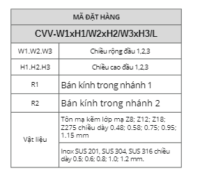 CHẠC 3 ỐNG GIÓ RẼ NHÁNH ( T RẼ NHÁNH)-TEE BRANCH DUCT(TBRANCH)