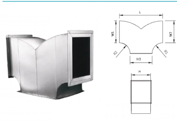 CHẠC 3 ỐNG GIÓ RẼ NHÁNH ( T RẼ NHÁNH)-TEE BRANCH DUCT(TBRANCH)